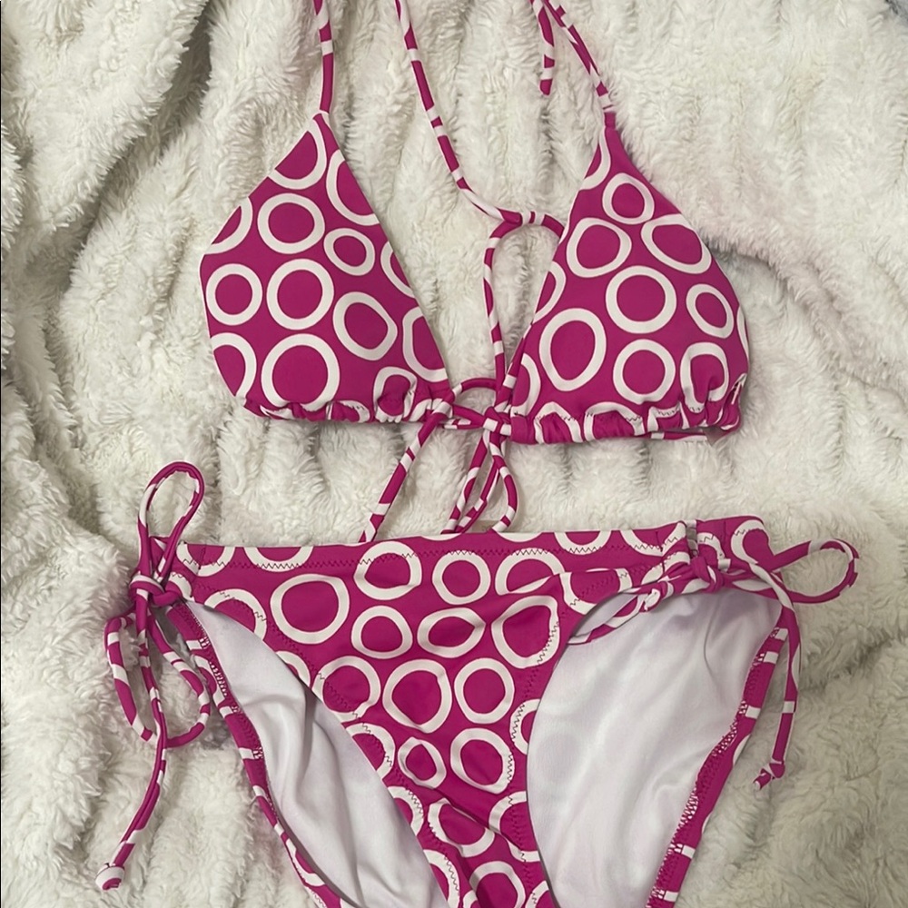 Pink and White Polka Dot Bikini